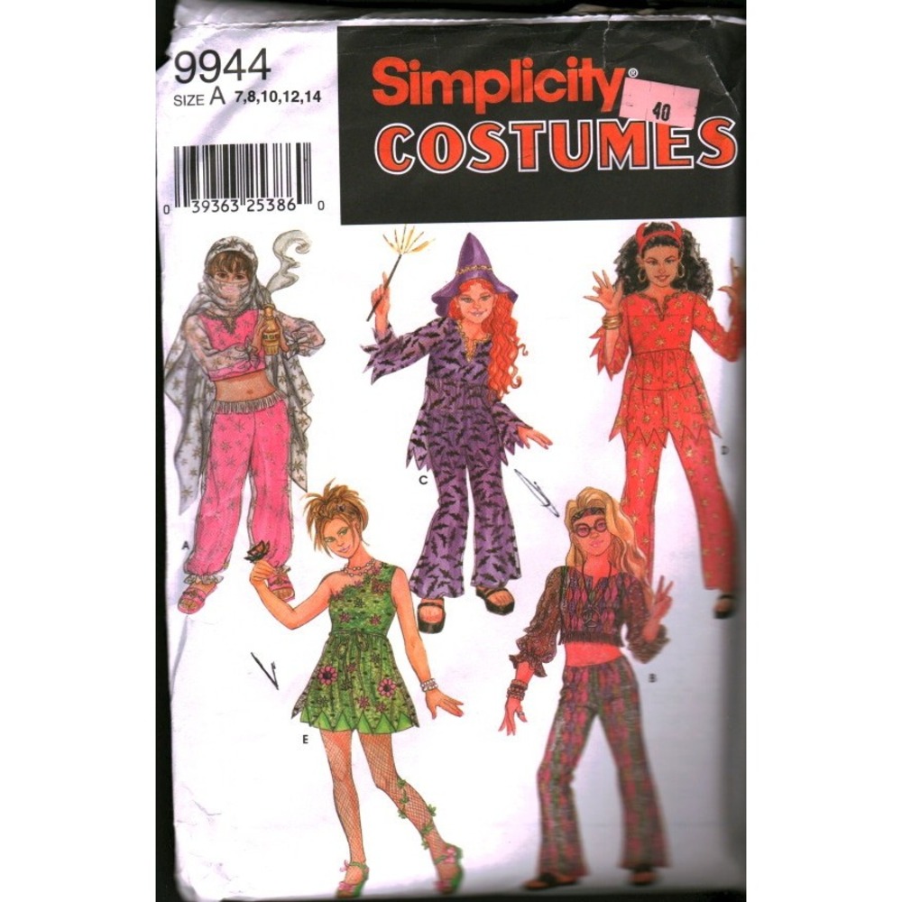 Simplicity 9944 Girls Costume Sewing Pattern Genie‎ Belly Dancer Princess 7-10